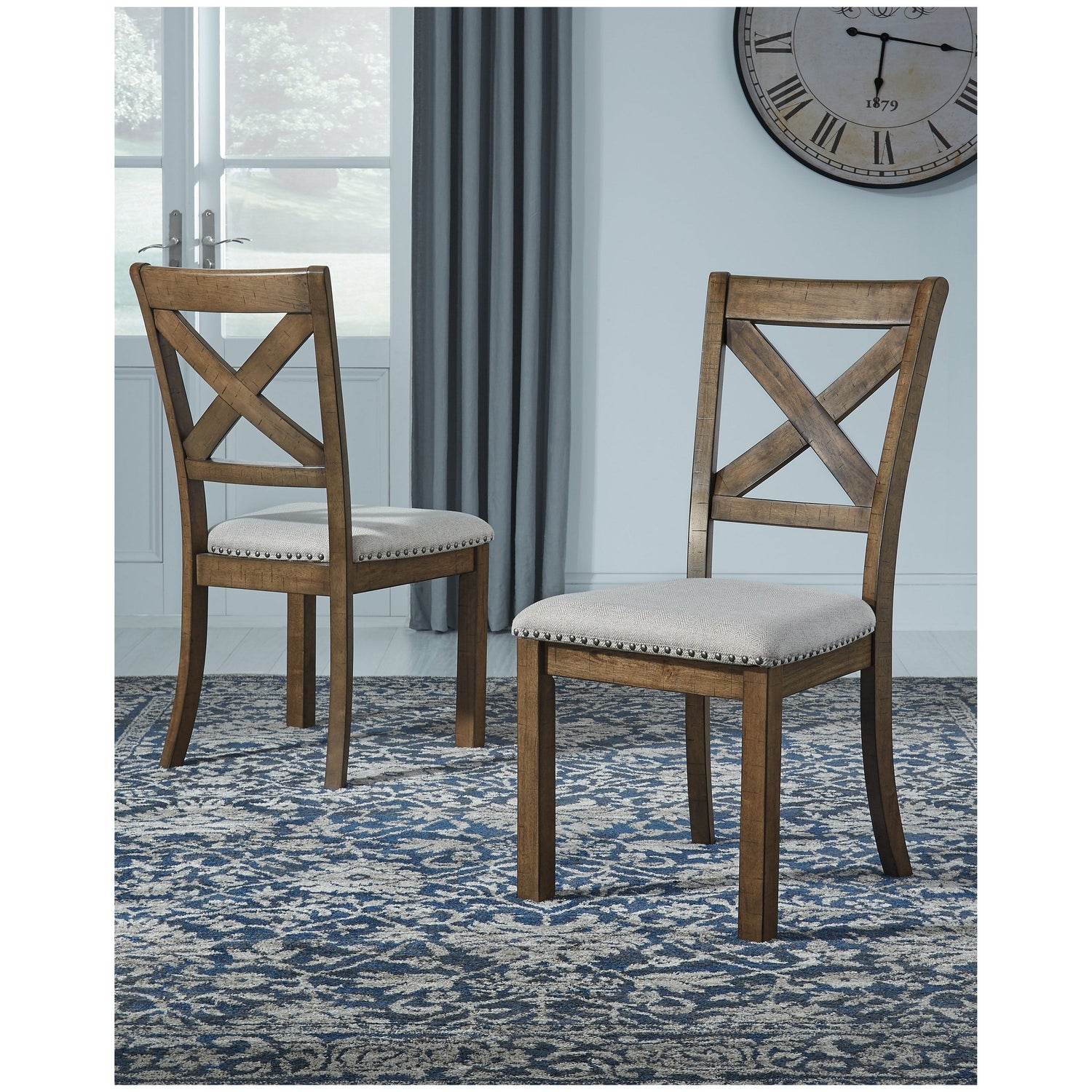 Moriville Counter Height Dining Table, 4 Barstools and Server Ash-D631D8