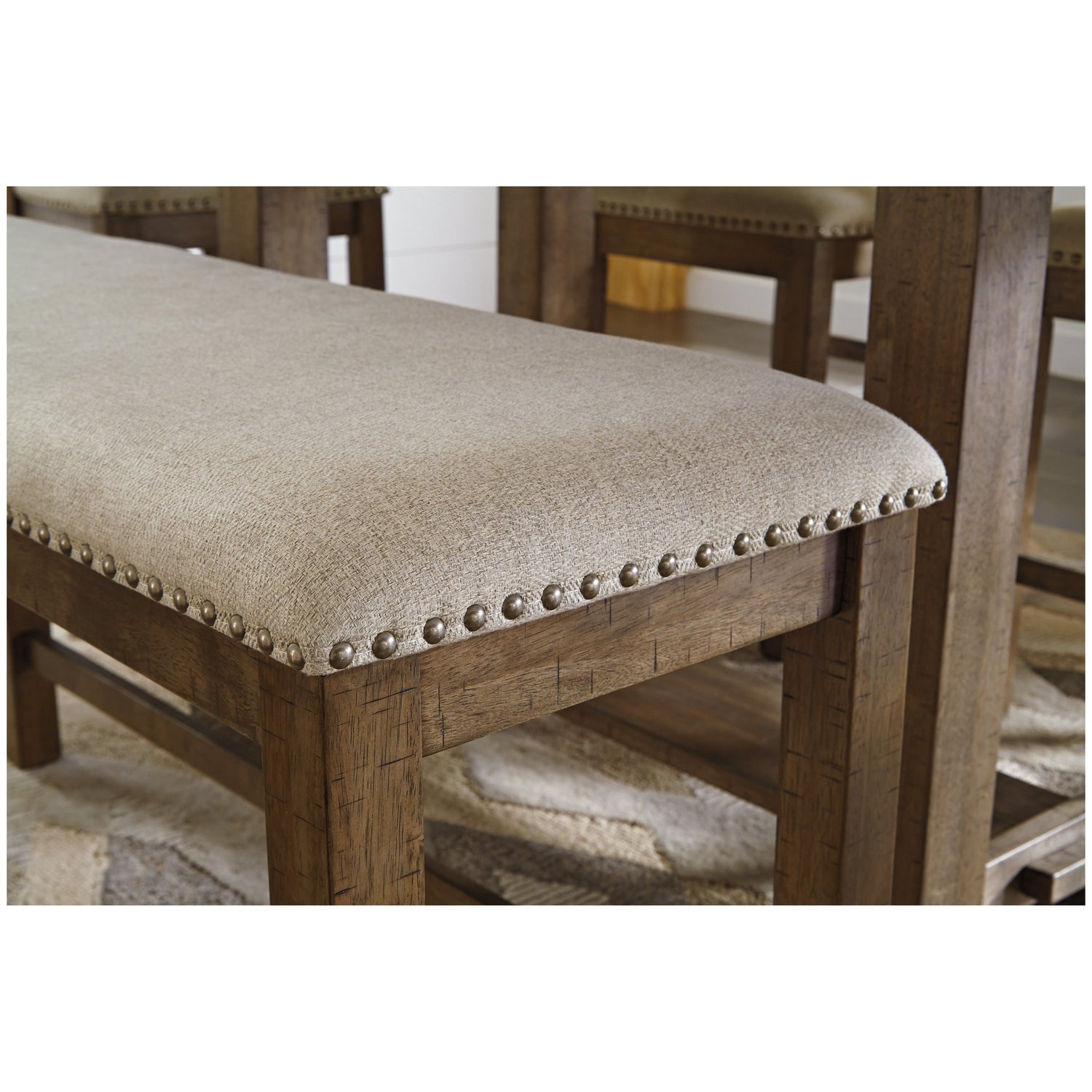 Moriville Counter Height Dining Table with 4 Barstools and Bench Ash-D631D3