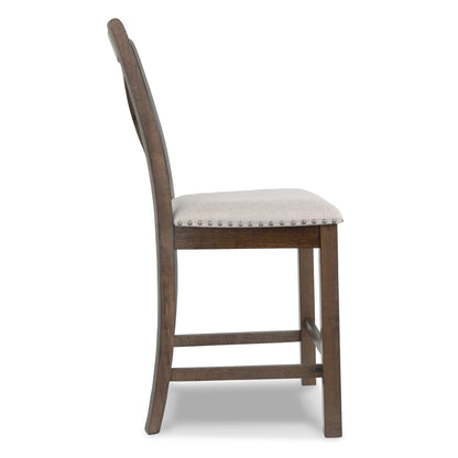Moriville Counter Height Dining Table with 4 Barstools and Bench Ash-D631D3