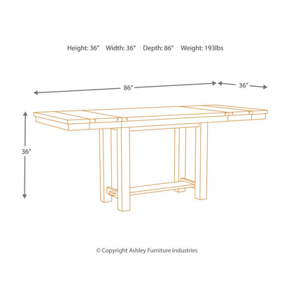 Moriville Counter Height Dining Table with 4 Barstools and Bench Ash-D631D3