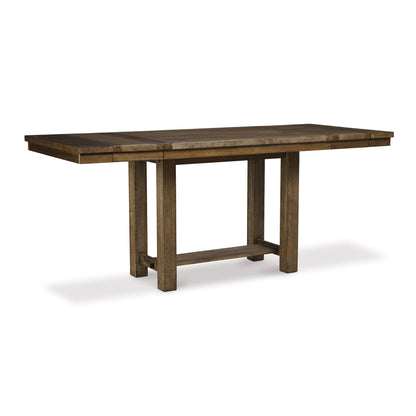 Moriville Counter Height Dining Table with 4 Barstools and Bench Ash-D631D3