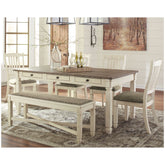 Bolanburg Dining Table with 4 Chairs and Bench Ash-D647D2