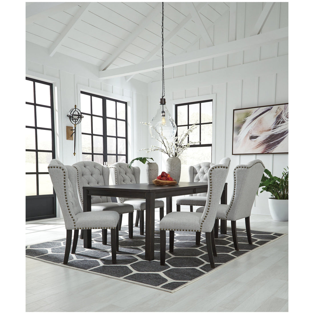Jeanette Dining Table and 6 Chairs Ash-D702D4
