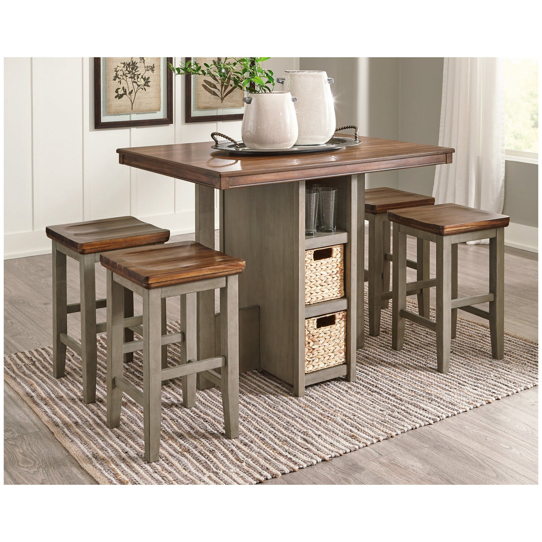 Lettner Counter Height Dining Table and Bar Stools (Set of 5) Ash-D733-223
