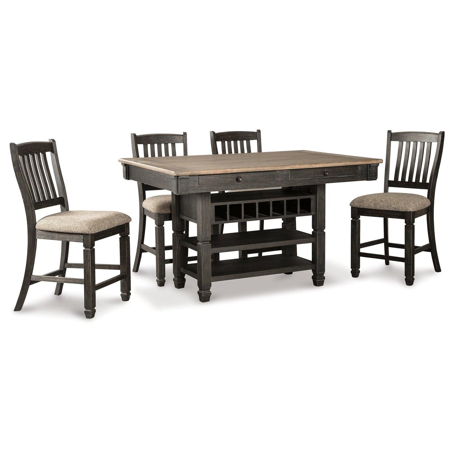 Tyler Creek Counter Height Dining Table with 4 Barstools Ash-D736D3