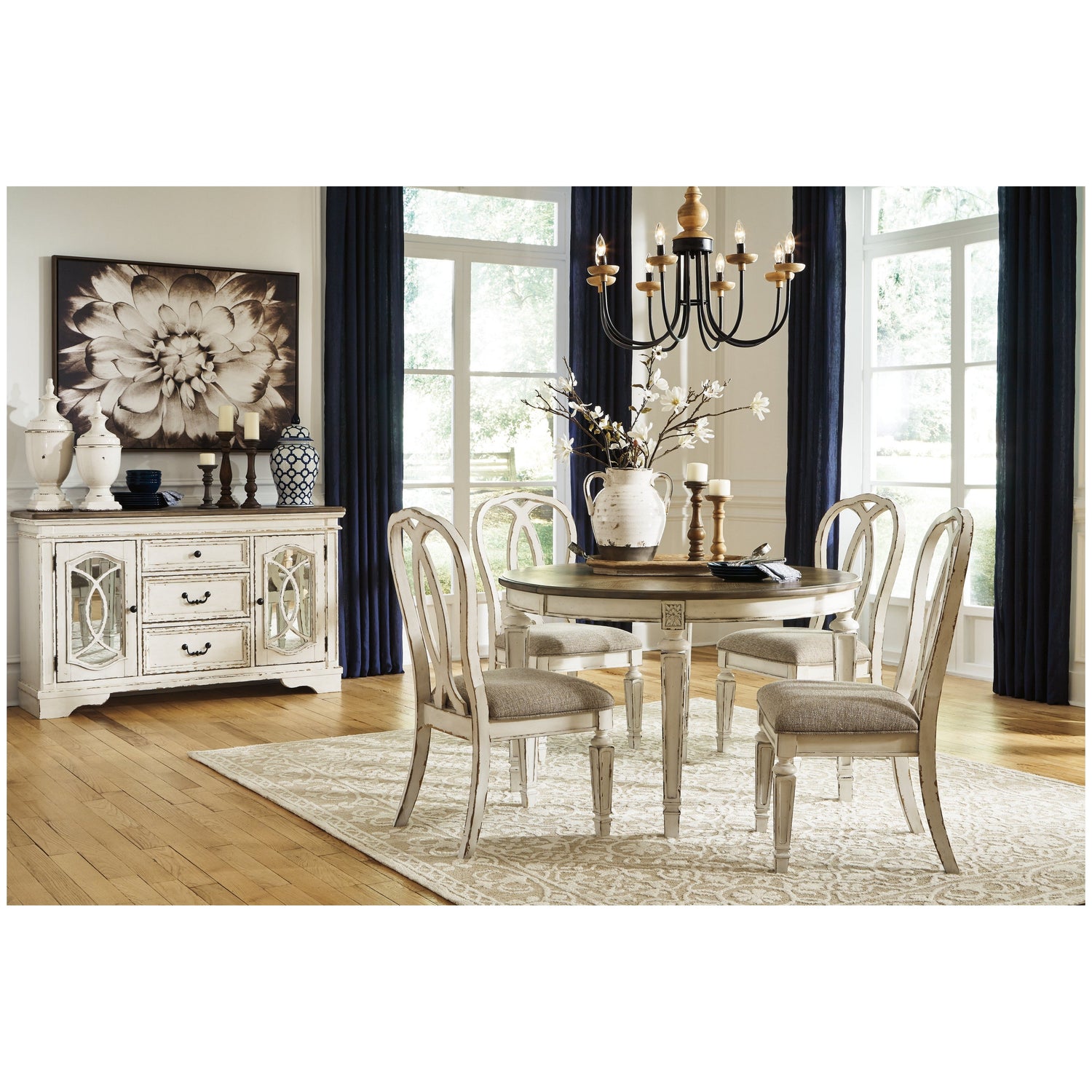 Realyn Dining Table and 4 Chairs Ash-D743D2