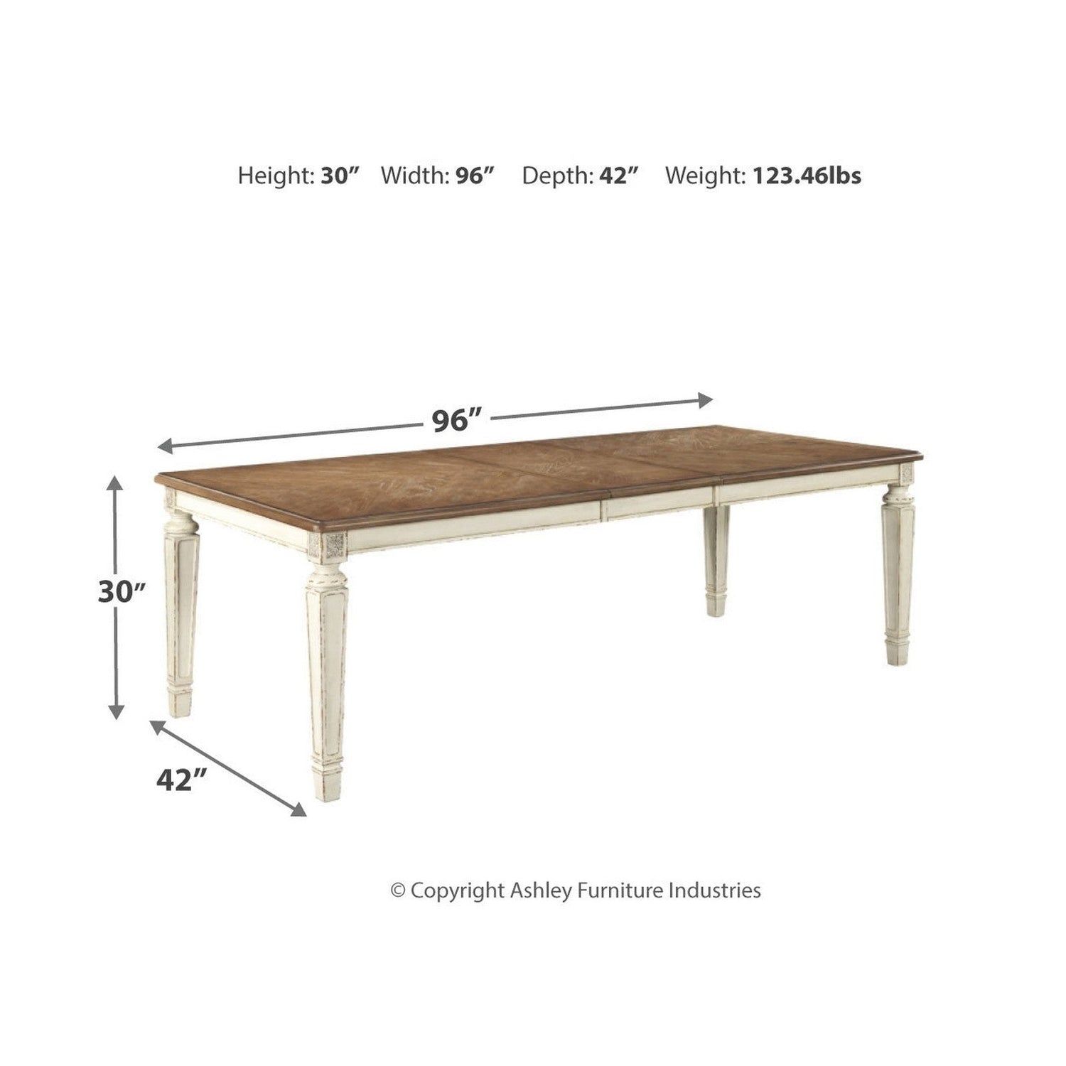 Realyn Dining Extension Table Ash-D743-45