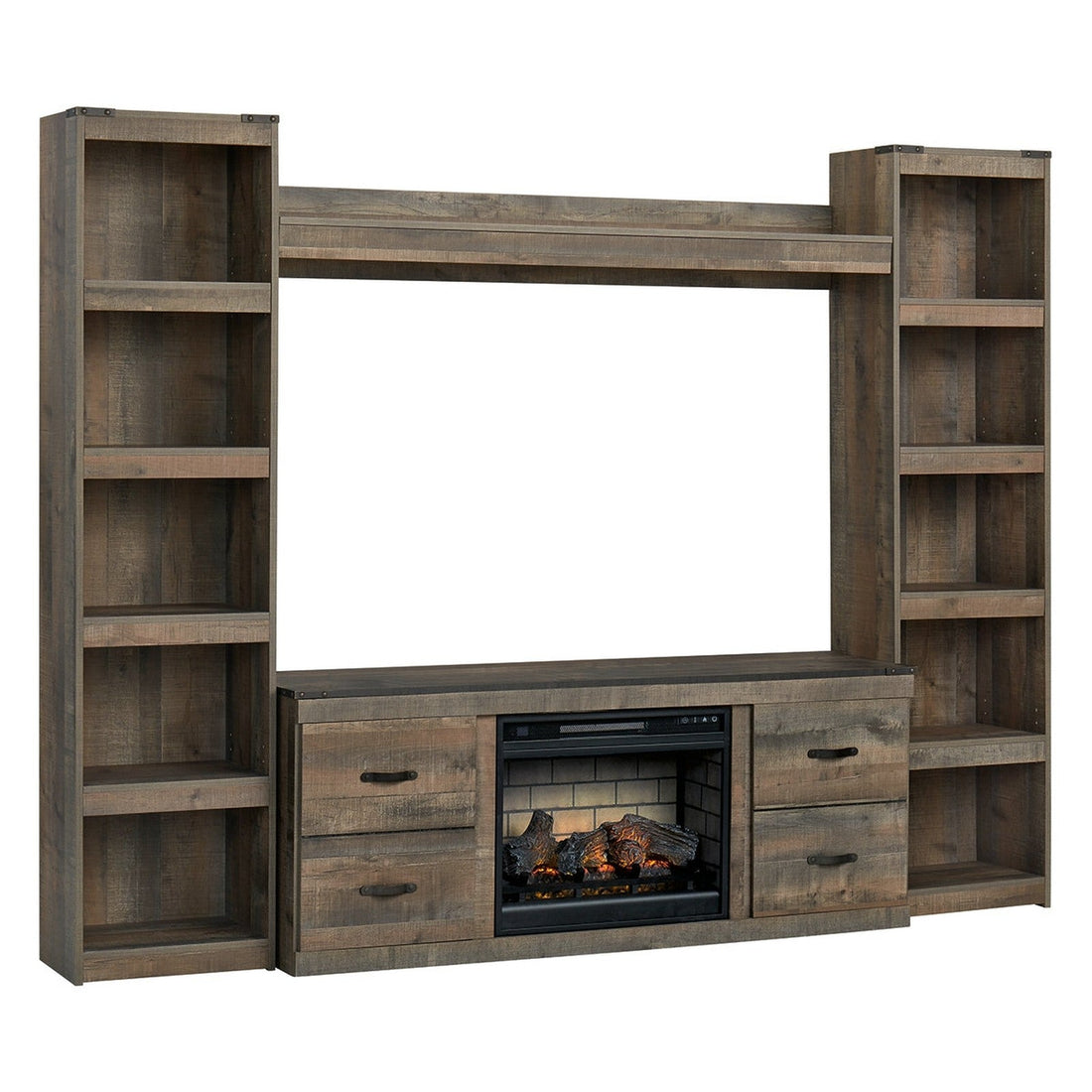 Trinell 4-Piece Entertainment Center with Electric Fireplace Ash-EW0446W3