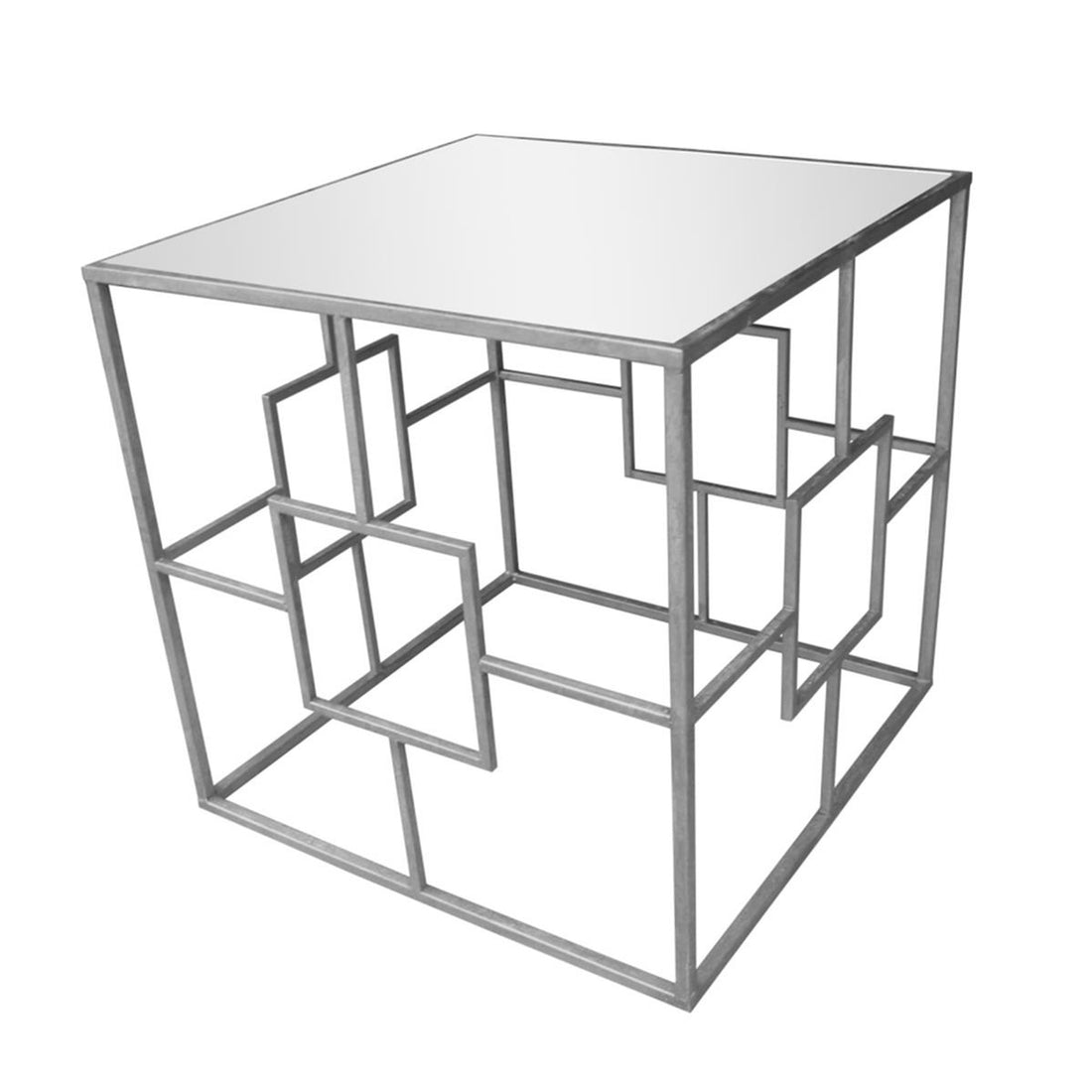 Sagebrook Home Metal &amp; Glass Mirrored Top Table, Silver