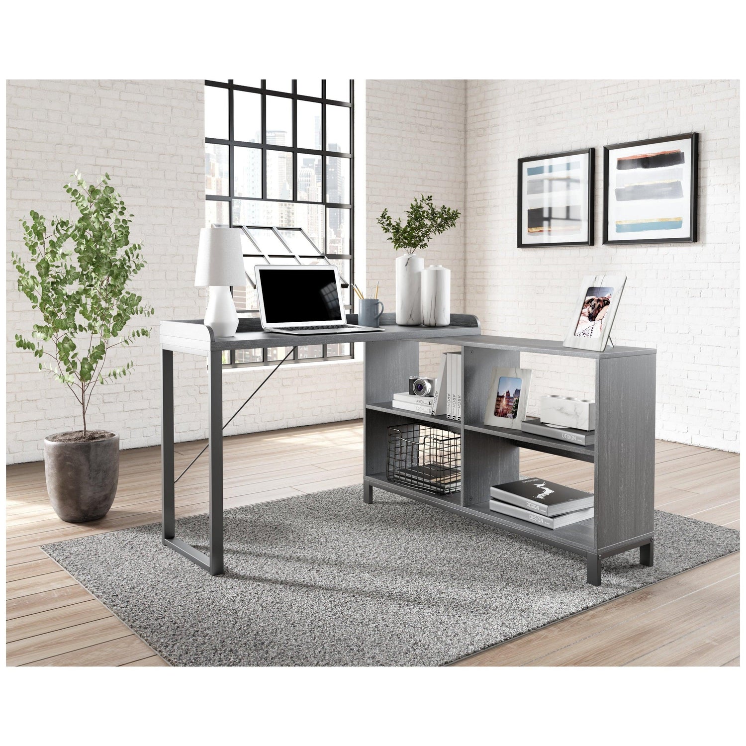 Yarlow Home Office L-Desk Ash-H215-24