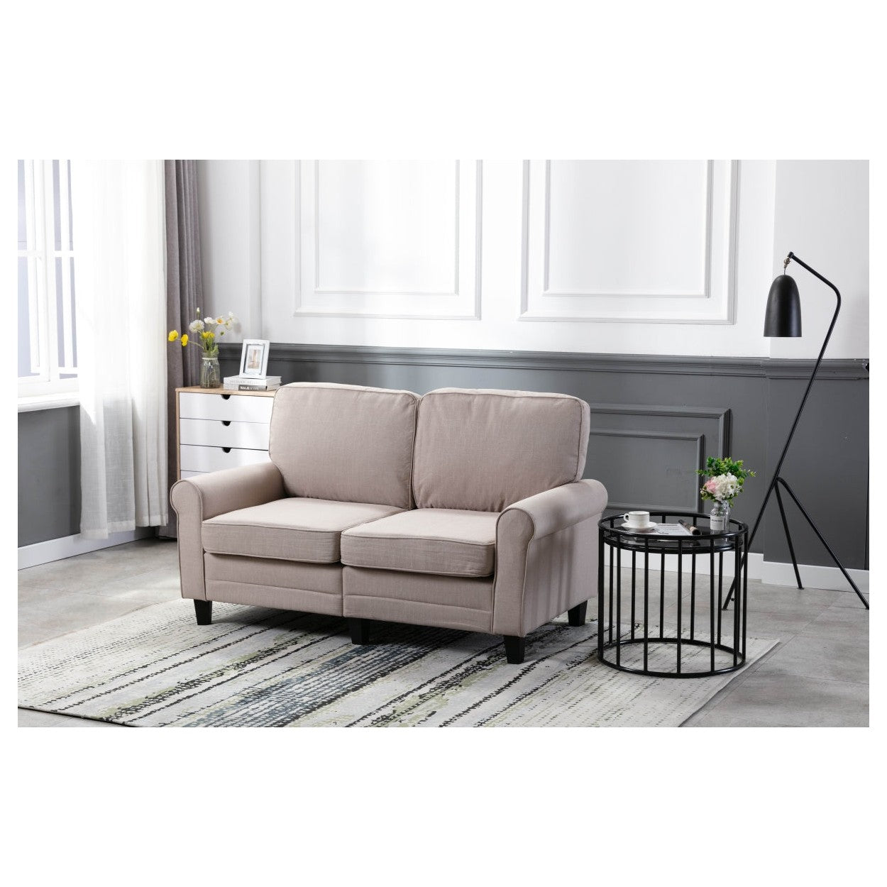 BEIGE LINEN SOFA - SS0002A62-WT HM-WT-2