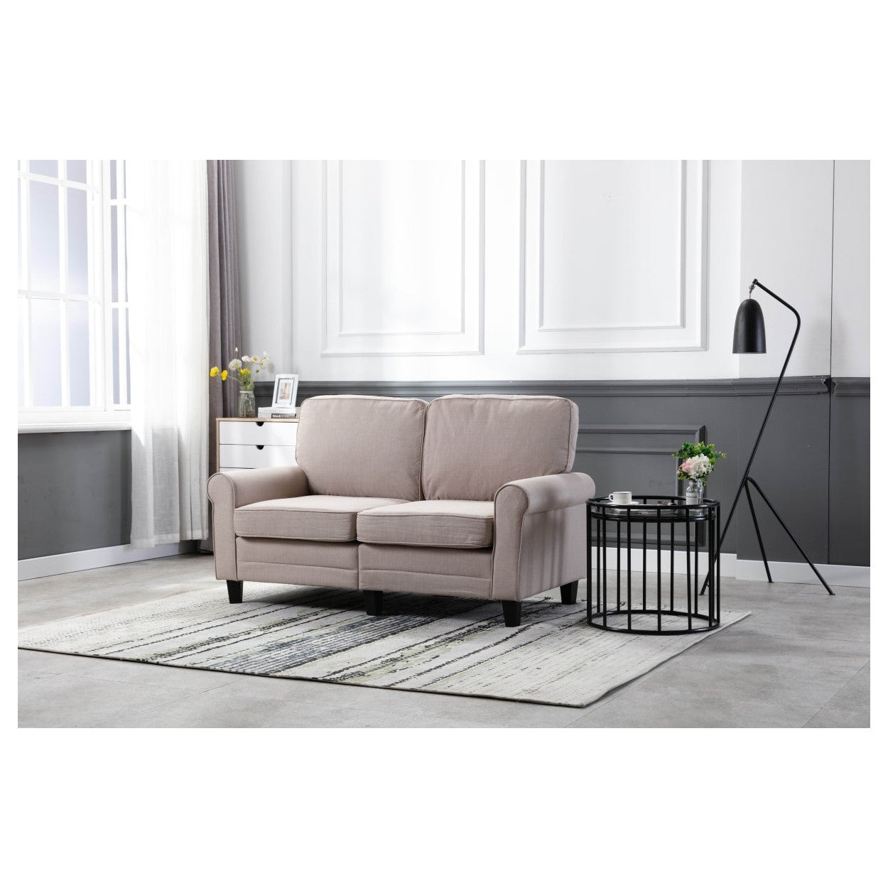 BEIGE LINEN SOFA - SS0002A62-WT HM-WT-2