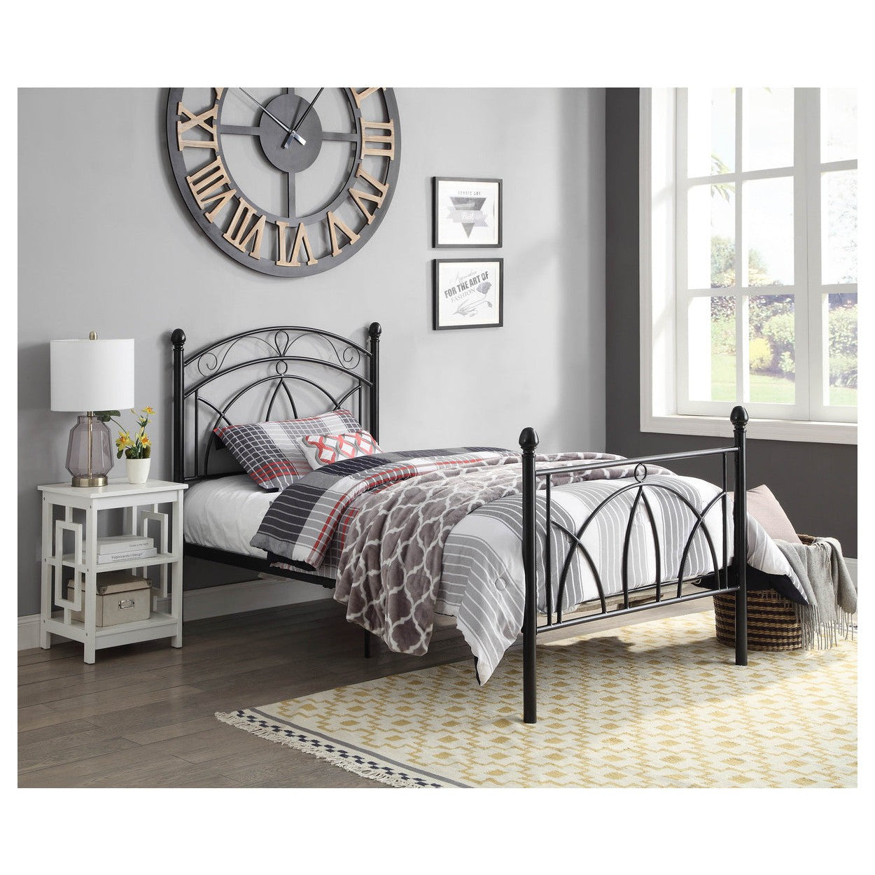 FULL BLACK METAL BED HM1800FBK-1