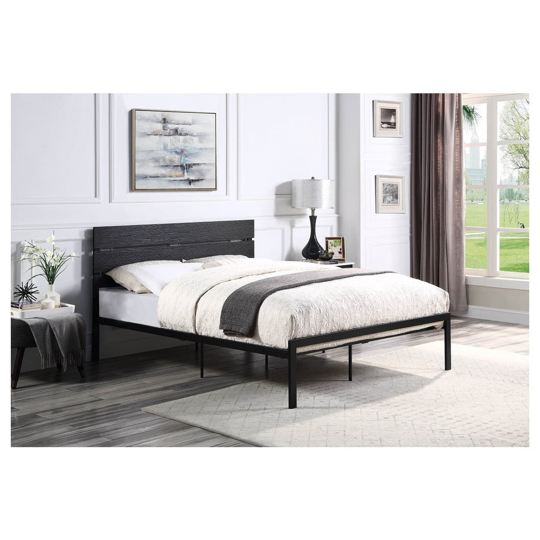 BLACK METAL BED, FULL HM1804BKF-1