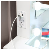 WHITE MAKEUP VANITY WITH 10 LIGHTS AND USB AND POWER OUTLET AND STOOL HM7878WH-15