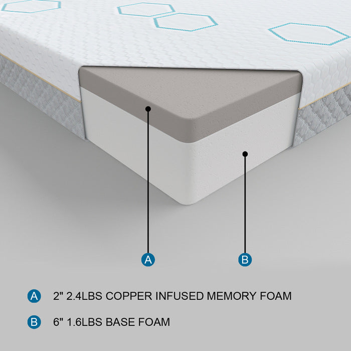 Homelegance Lyra 8&quot; Full Copper-Infused Memory Foam Mattress