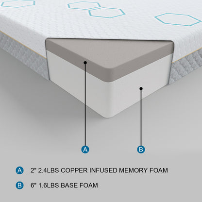 Homelegance Lyra 8&quot; Twin Copper-Infused Memory Foam Mattress