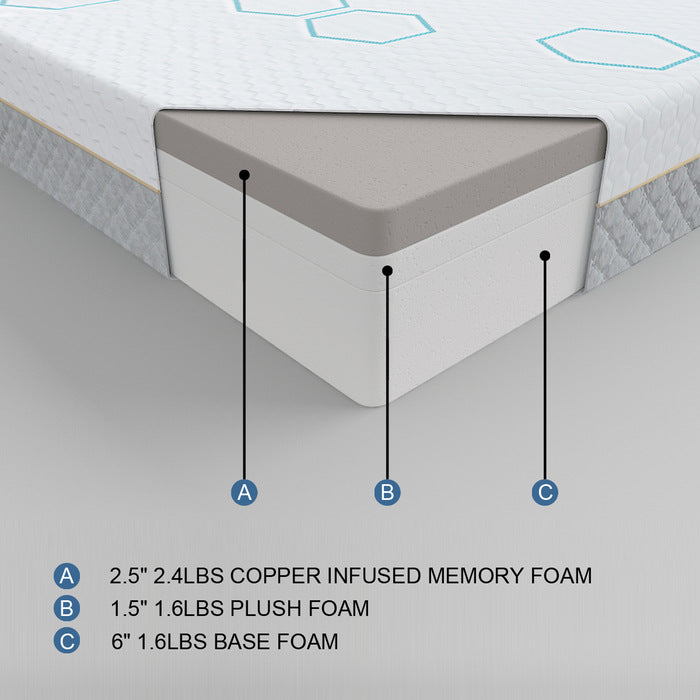Homelegance Lyra 10&quot; California King Copper-Infused Memory Foam Mattress