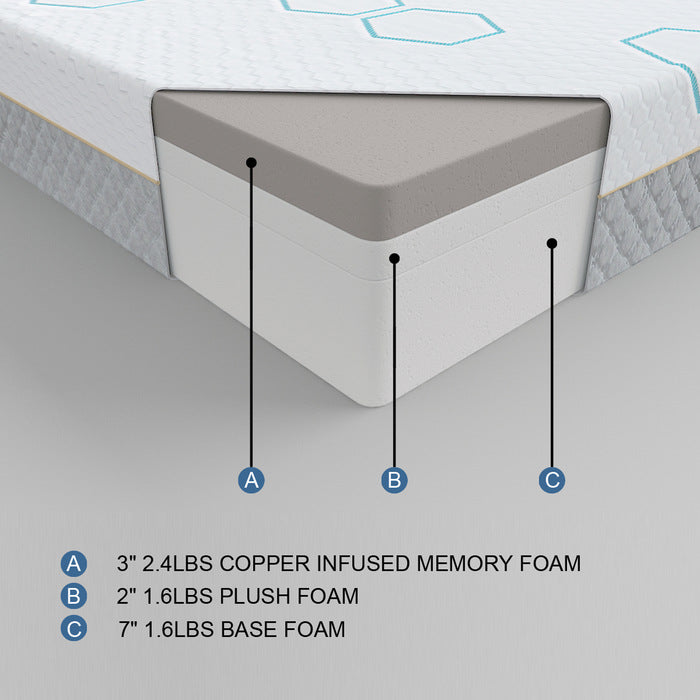 Homelegance Lyra 12&quot; Eastern King Copper-Infused Memory Foam Mattress