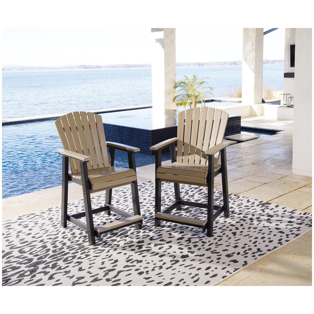 Fairen Trail Outdoor Counter Height Bar Stool (Set of 2) Ash-P211-124