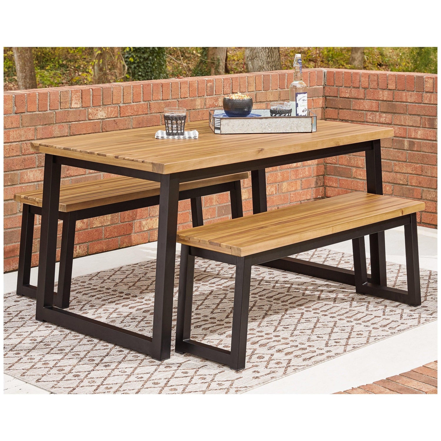Town Wood Outdoor Dining Table Set (Set of 3) Ash-P220-115