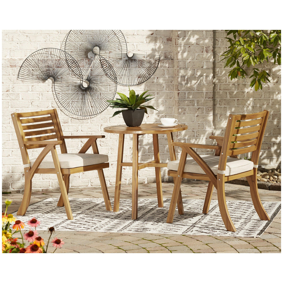 Vallerie Outdoor Chairs with Table Set (Set of 3) Ash-P305-050