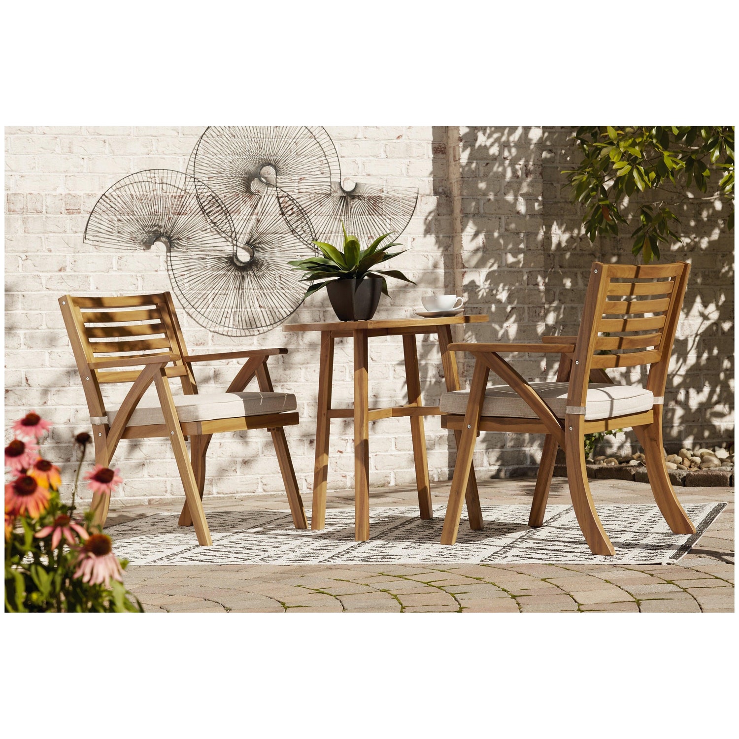 Vallerie Outdoor Chairs with Table Set (Set of 3) Ash-P305-050