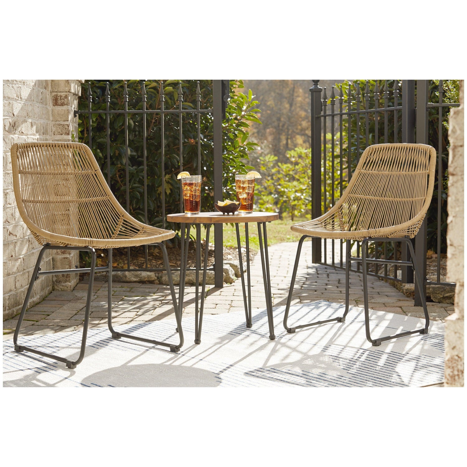 Coral Sand Outdoor Chairs with Table Set (Set of 3) Ash-P306-050