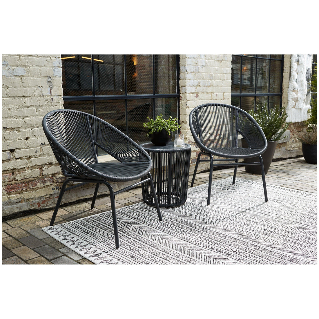 Mandarin Cape Outdoor Table and Chairs (Set of 3) Ash-P312-049