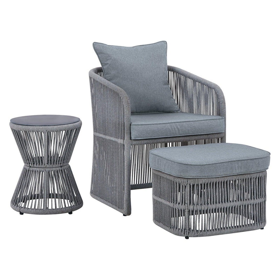 Coast Island Outdoor Chair with Ottoman and Side Table Ash-P313-046