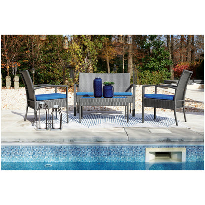 Alina Outdoor Love/Chairs/Table Set (Set of 4) Ash-P328-080