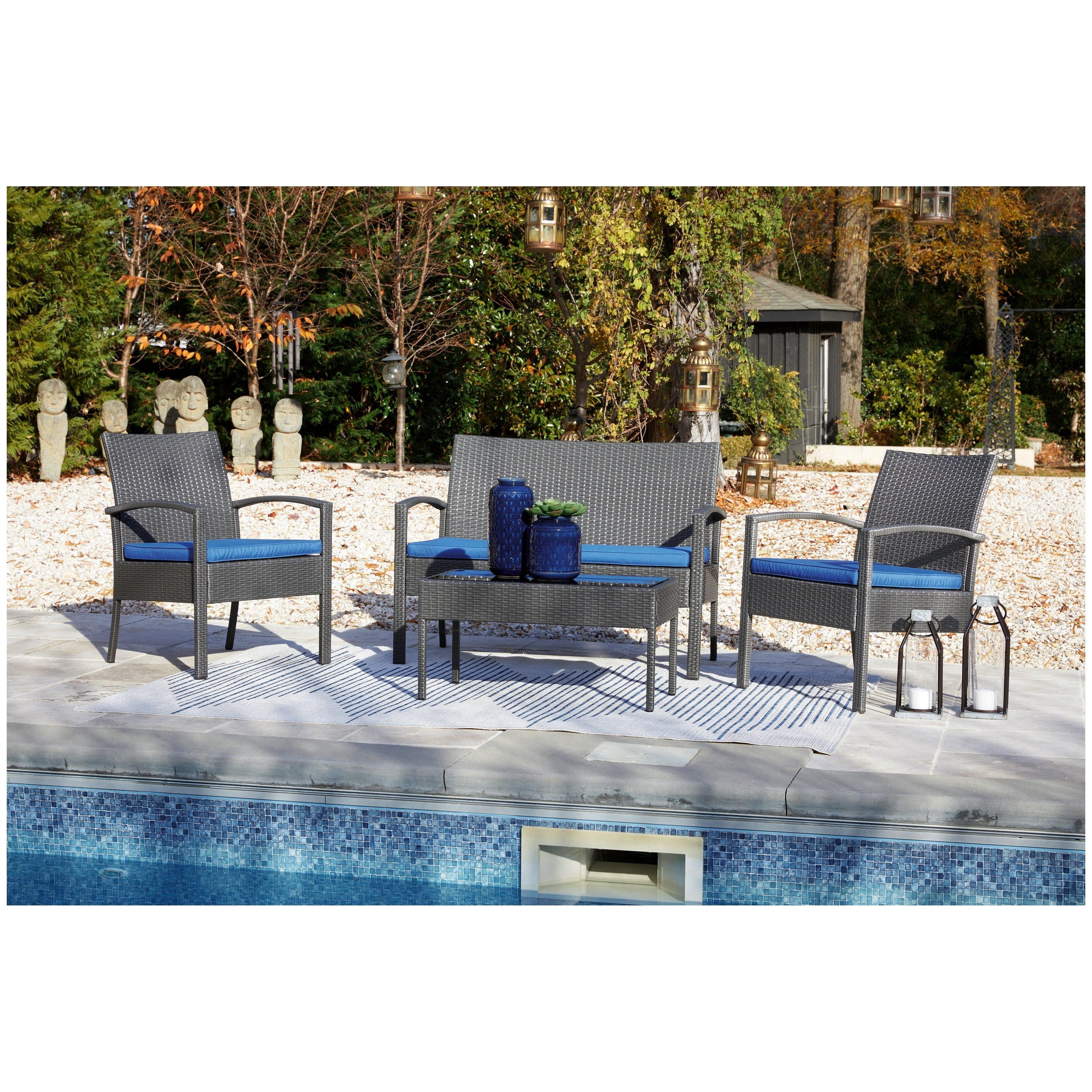 Alina Outdoor Love/Chairs/Table Set (Set of 4) Ash-P328-080