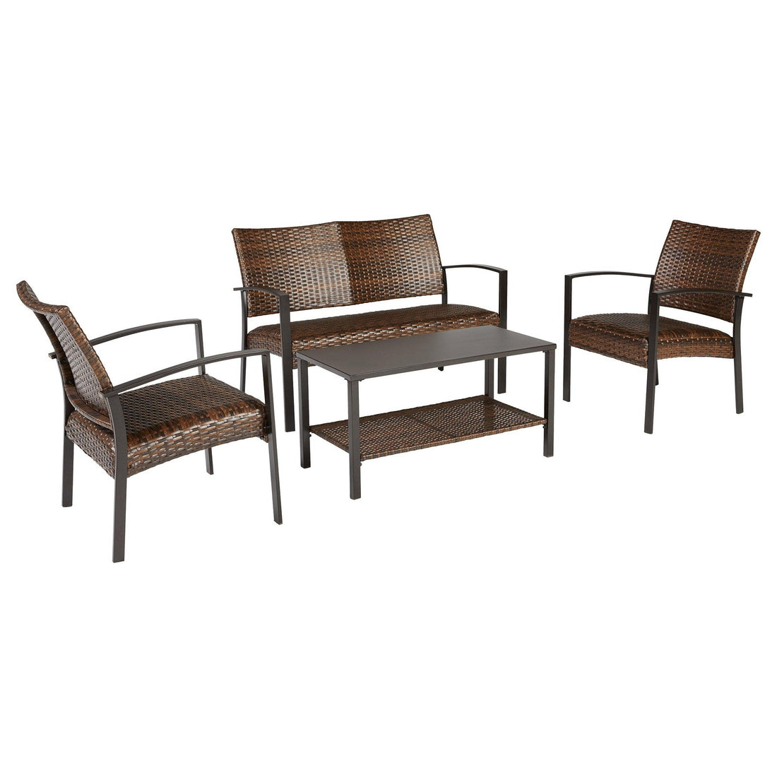 Zariyah Outdoor Love/Chairs/Table Set (Set of 4) Ash-P330-080
