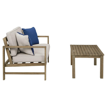 Fynnegan Outdoor Loveseat with Table (Set of 2) Ash-P349-035