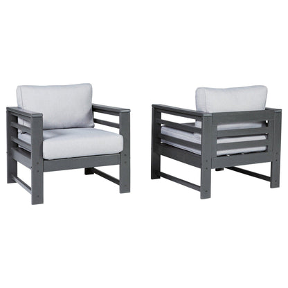 Amora Outdoor Lounge Chair with Cushion (Set of 2) Ash-P417-820