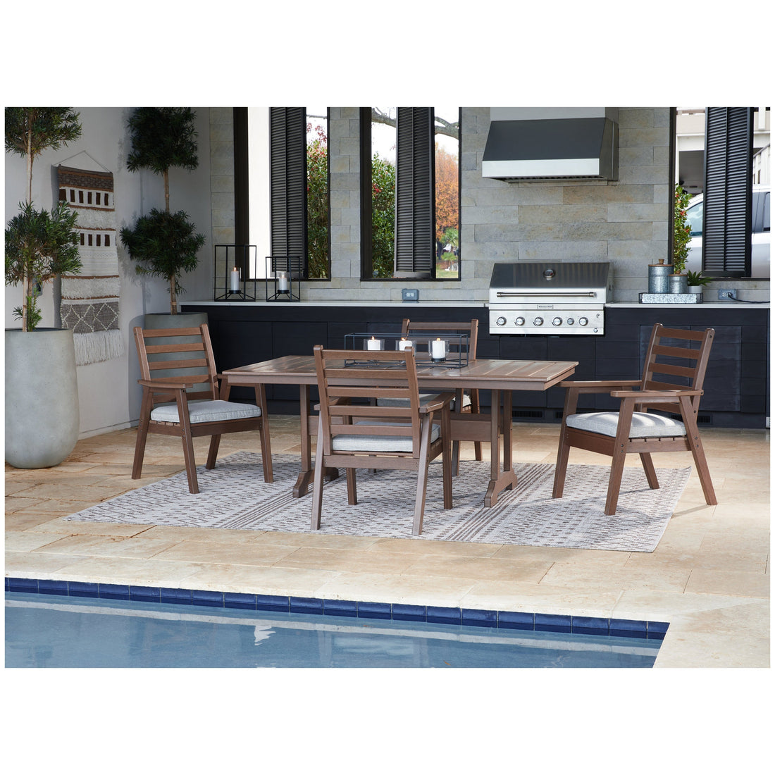 Emmeline Outdoor Dining Table with 4 Chairs Ash-P420P3