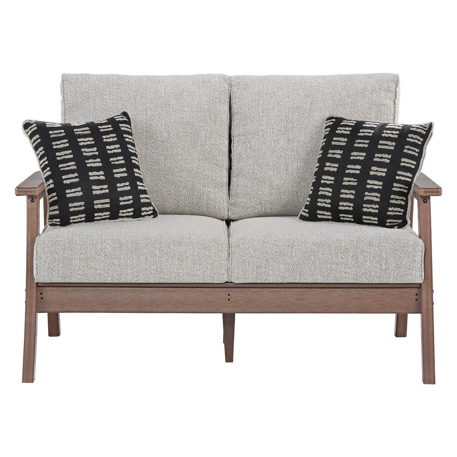 Emmeline Outdoor Loveseat with Cushion Ash-P420-835