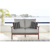 Emmeline Outdoor Loveseat with Cushion Ash-P420-835