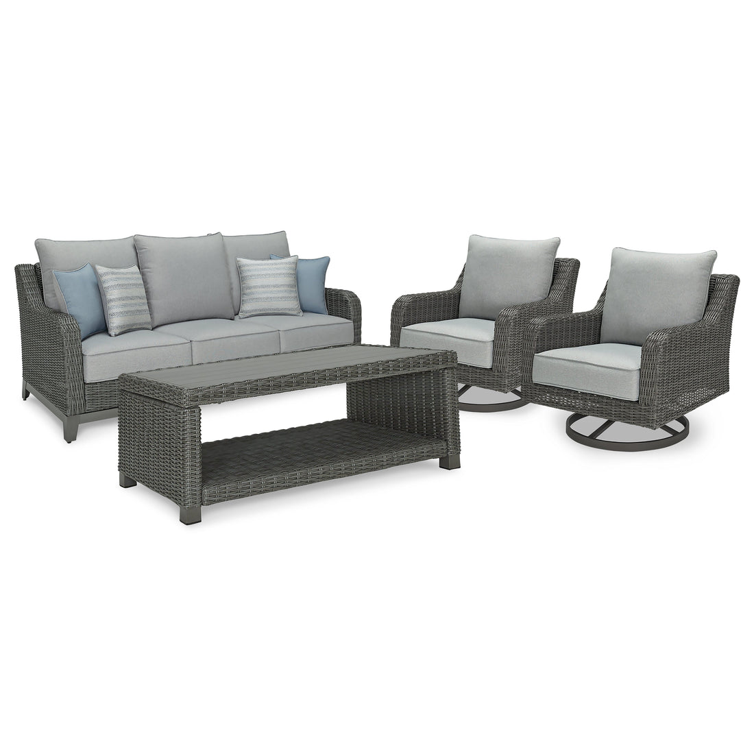 Elite Park Outdoor Sofa, 2 Lounge Chairs and Coffee Table Ash-P518P2