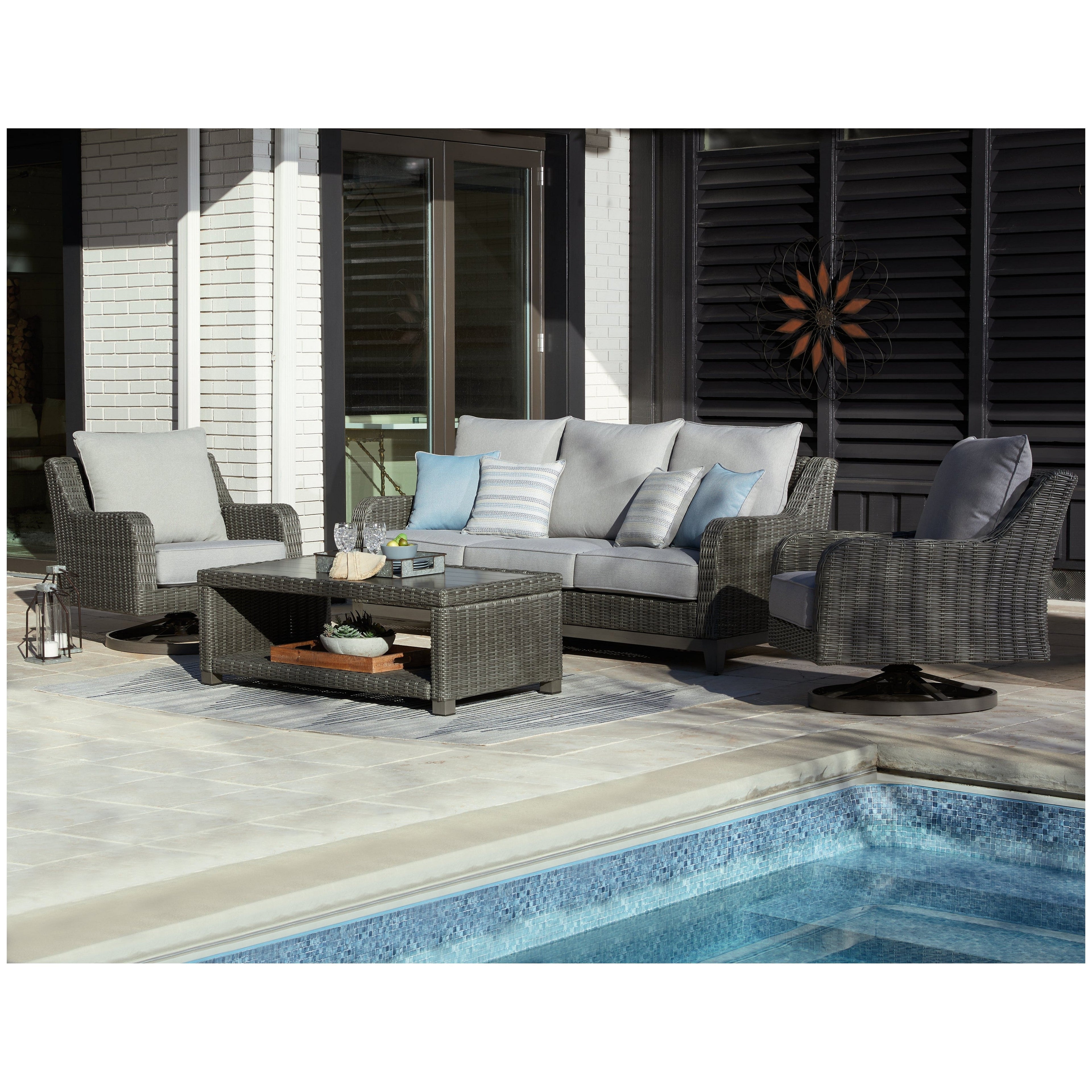 Elite Park Outdoor Sofa, 2 Lounge Chairs and Coffee Table Ash-P518P2