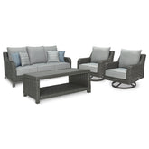 Elite Park Outdoor Sofa, 2 Lounge Chairs and Coffee Table Ash-P518P2