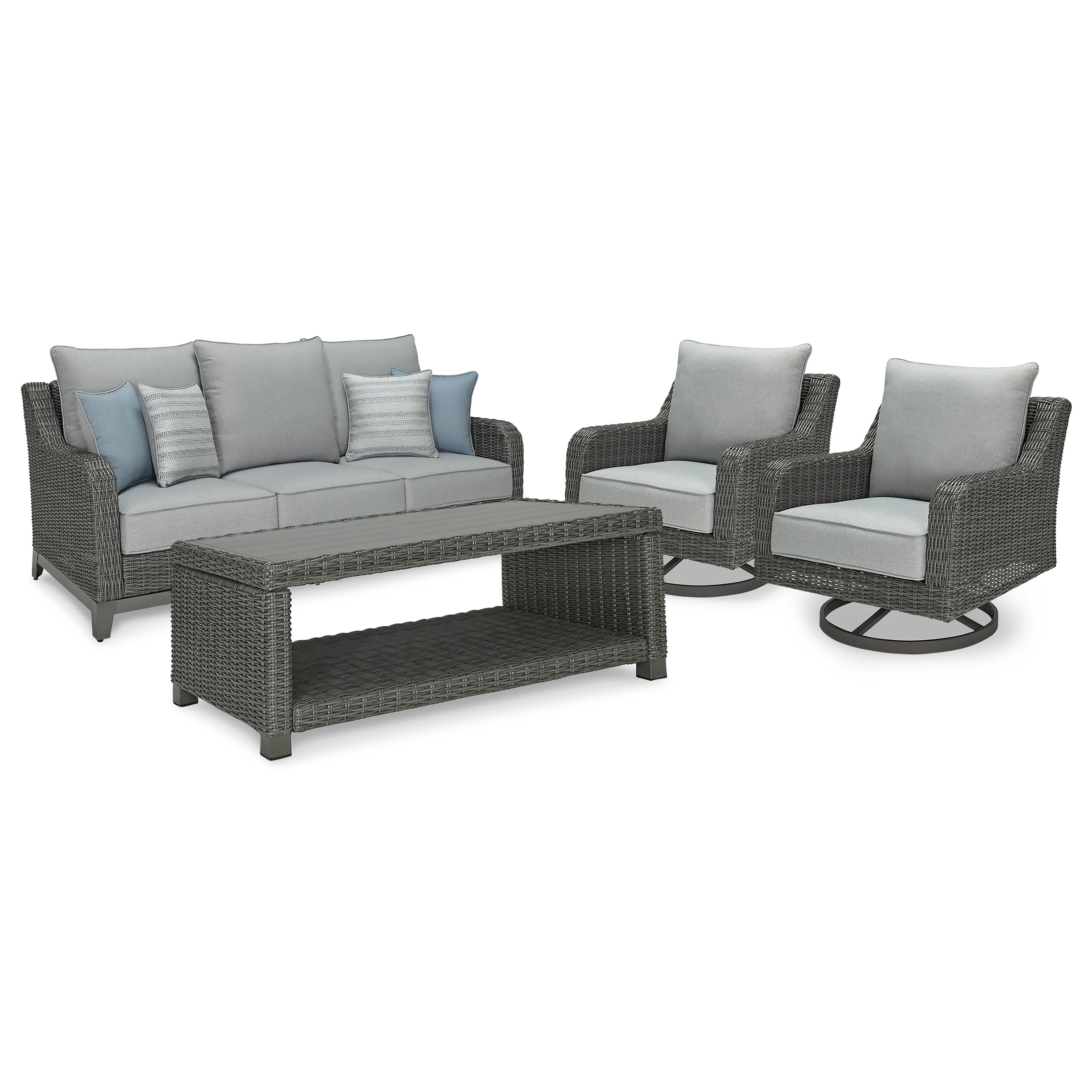 Elite Park Outdoor Sofa, 2 Lounge Chairs and Coffee Table Ash-P518P2