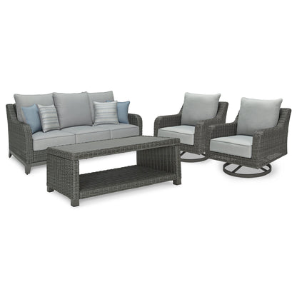 Elite Park Outdoor Sofa, 2 Lounge Chairs and Coffee Table Ash-P518P2