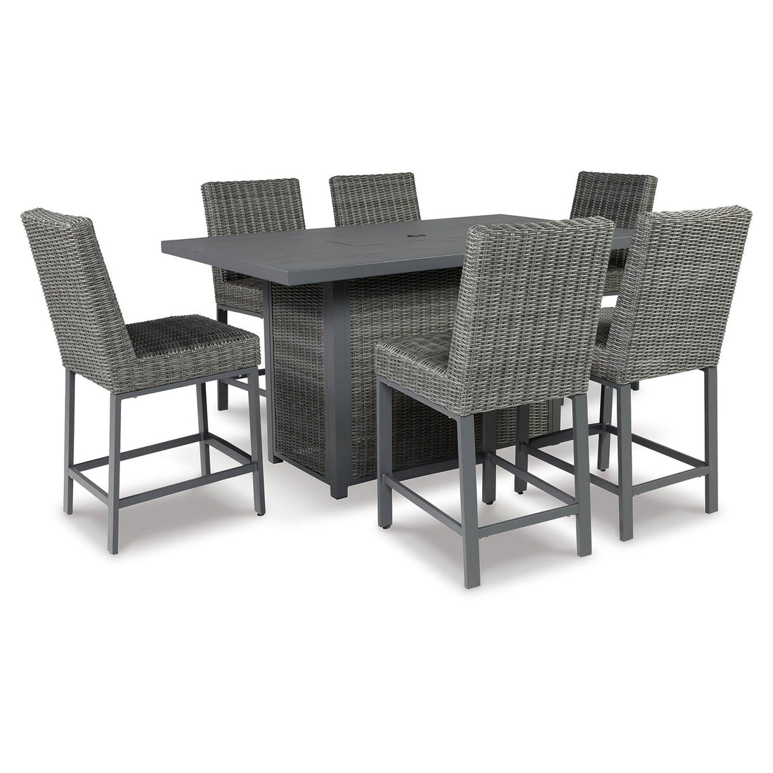 Palazzo Outdoor Counter Height Dining Table with 6 Barstools Ash-P520P2