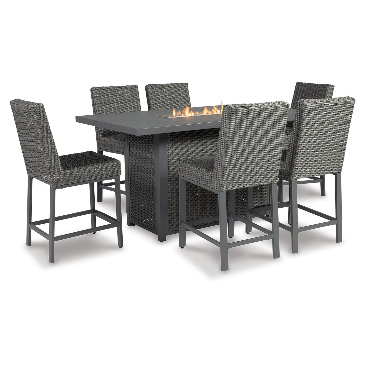 Palazzo Outdoor Counter Height Dining Table with 6 Barstools Ash-P520P2