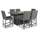 Palazzo Outdoor Counter Height Dining Table with 6 Barstools Ash-P520P2