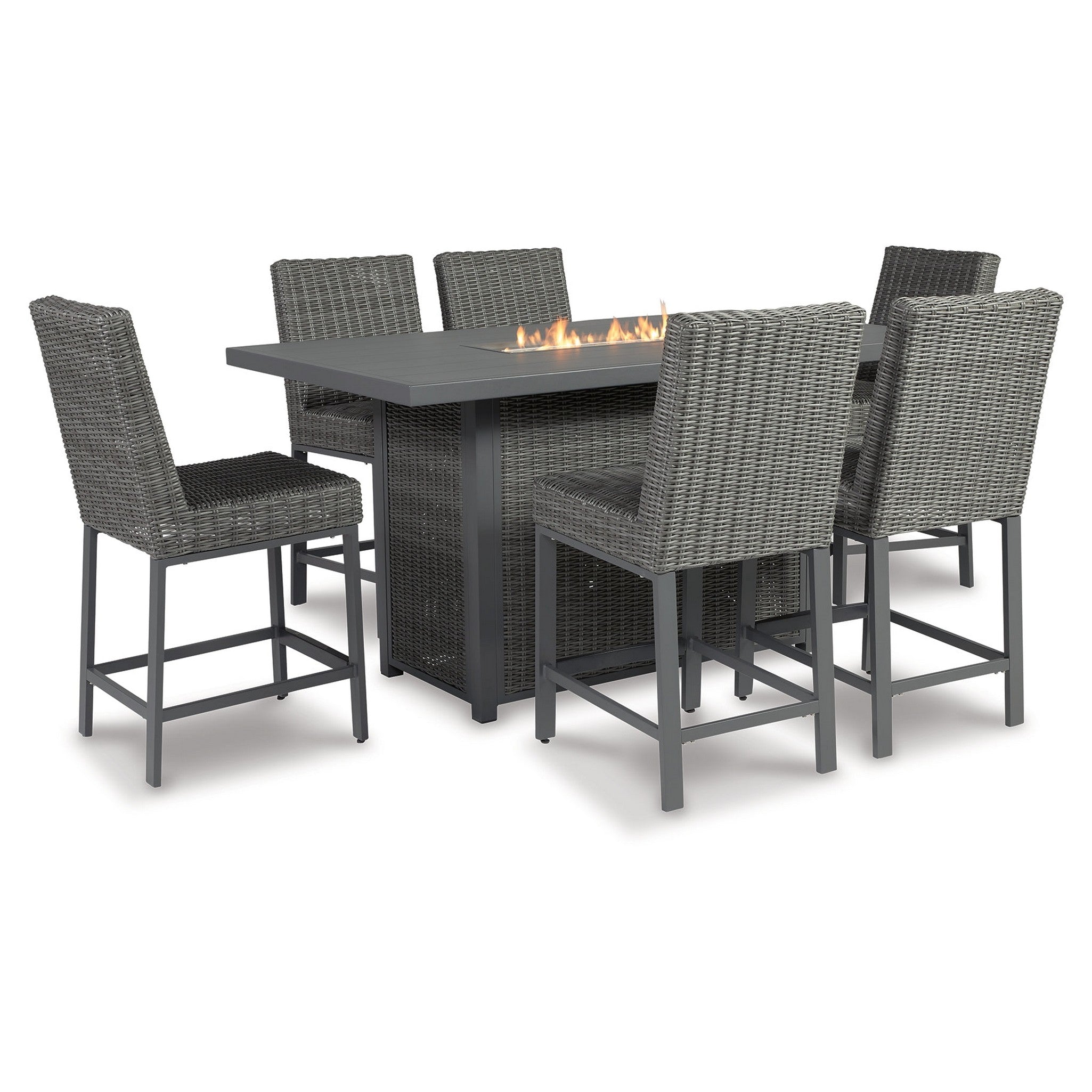 Palazzo Outdoor Counter Height Dining Table with 6 Barstools Ash-P520P2