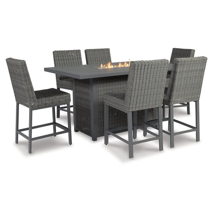 Palazzo Outdoor Counter Height Dining Table with 6 Barstools Ash-P520P2
