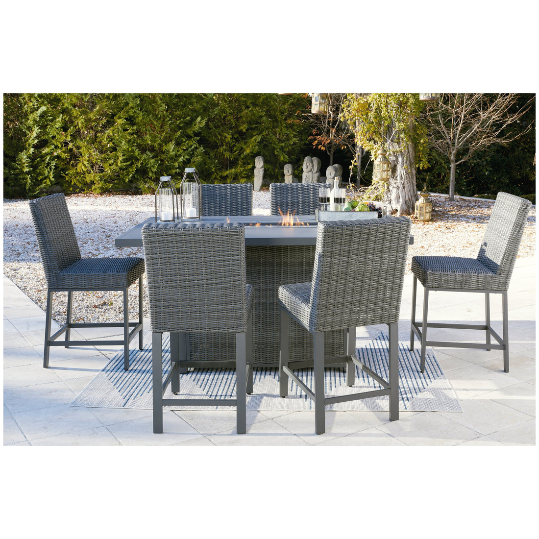 Palazzo Outdoor Counter Height Dining Table with 6 Barstools Ash-P520P2