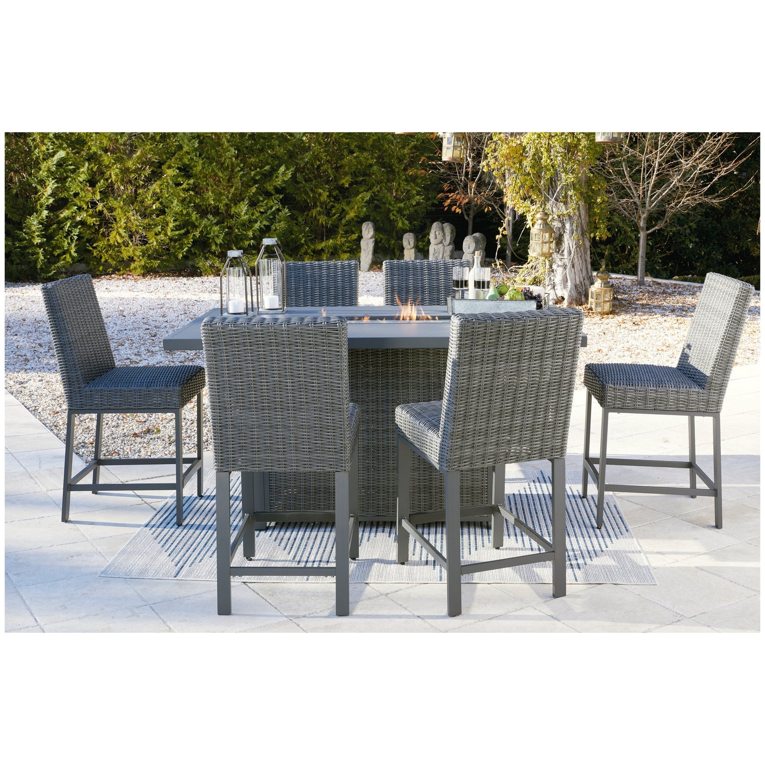 Palazzo Outdoor Counter Height Dining Table with 6 Barstools Ash-P520P2
